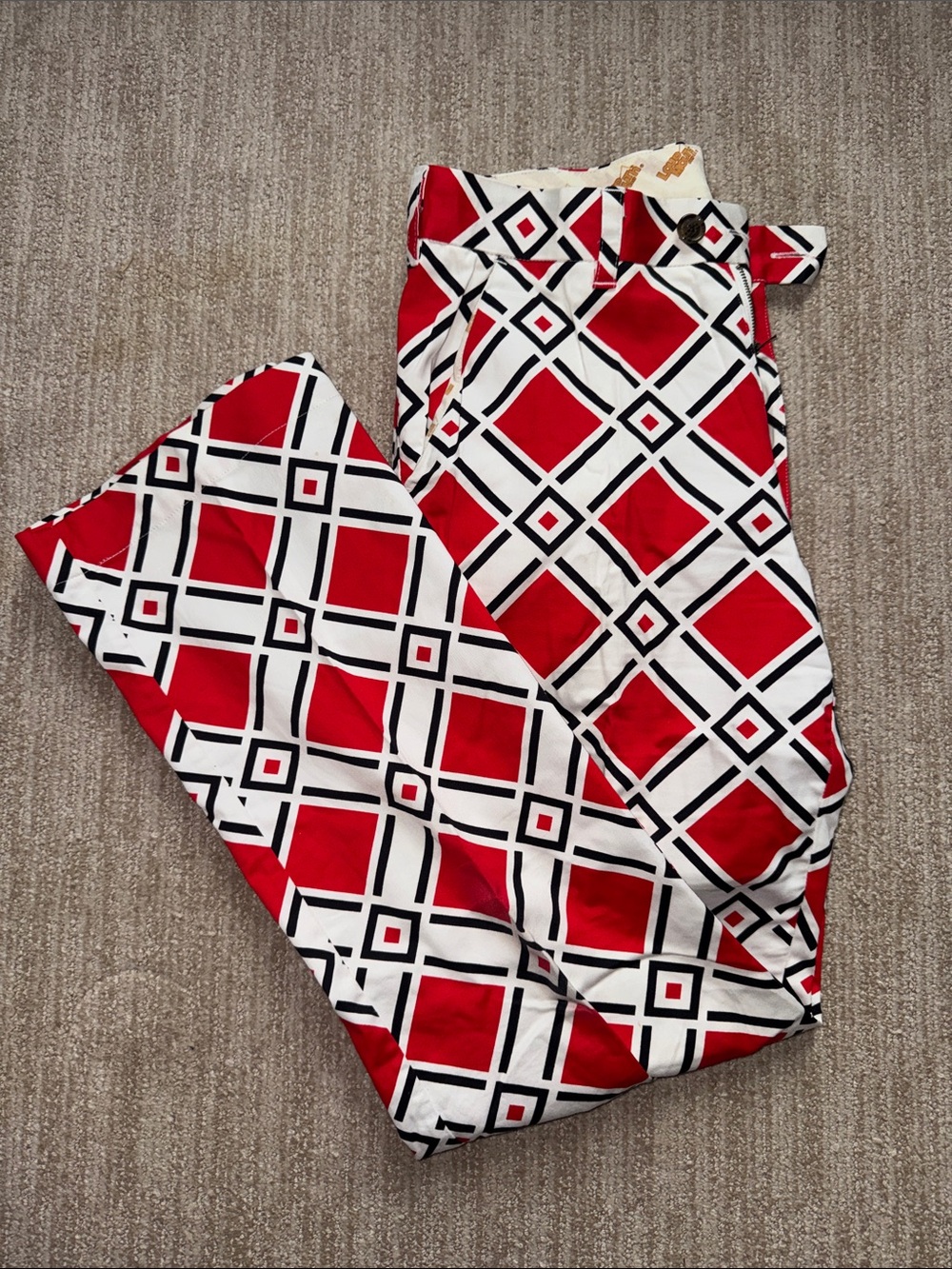 Loudmouth Mens 32x32 Danger Golf Slacks Red White Black Stretch Golfcore Pants - Picture 10 of 11